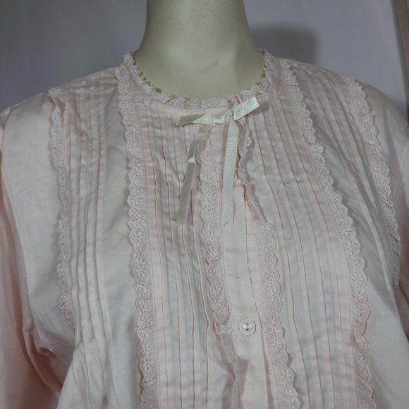 NWNT Wacoal Cozy Pajamas Sheer Peach  Set ILE SAINT LOUIS Crochet Cotton Medium - Picture 2 of 11